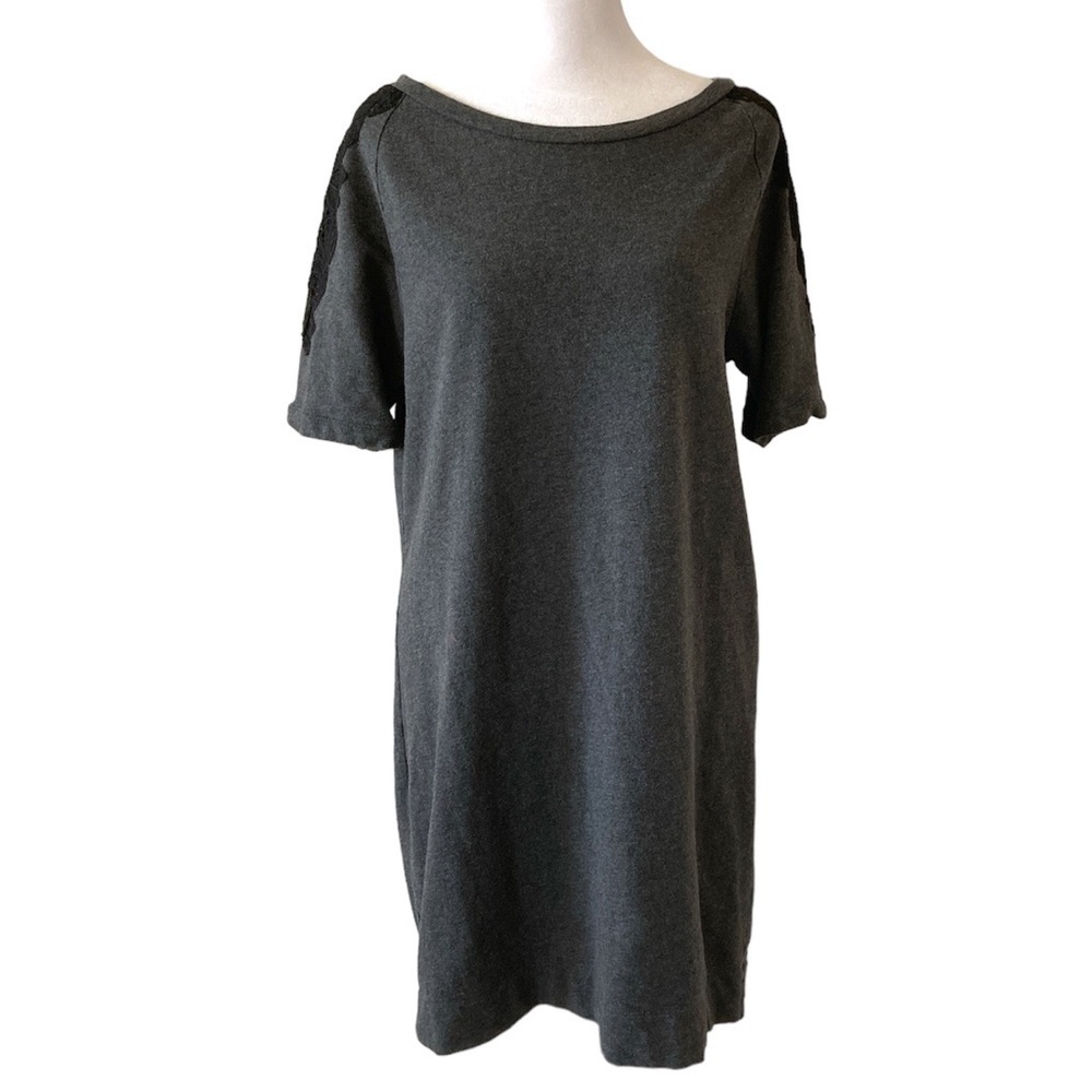 LOFT medium dress gray with short sleeves lace casual